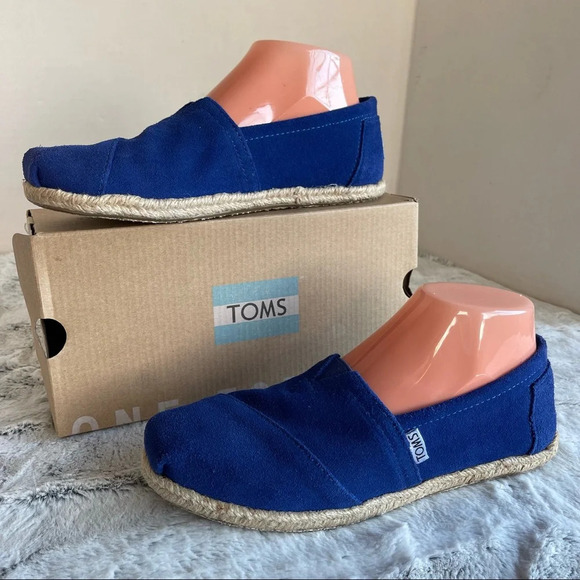 TOMS blue suede Classics w rope sole Women size7 - Picture 1 of 16